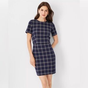 Doublepane Front Slit Puff Sleeve Sheath Dress